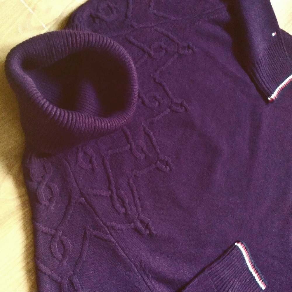 Tommy Hilfiger‎ Chunky Deep Purple Burgundy Cowl Neck Sweater